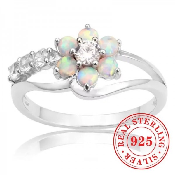 Huretailers-Bague en argent regardé 925 pour femme, fleur exquise, accessoires gracieux pour dame, brillant, contre-indiqué, opa|12,59 €|OKKO MODE