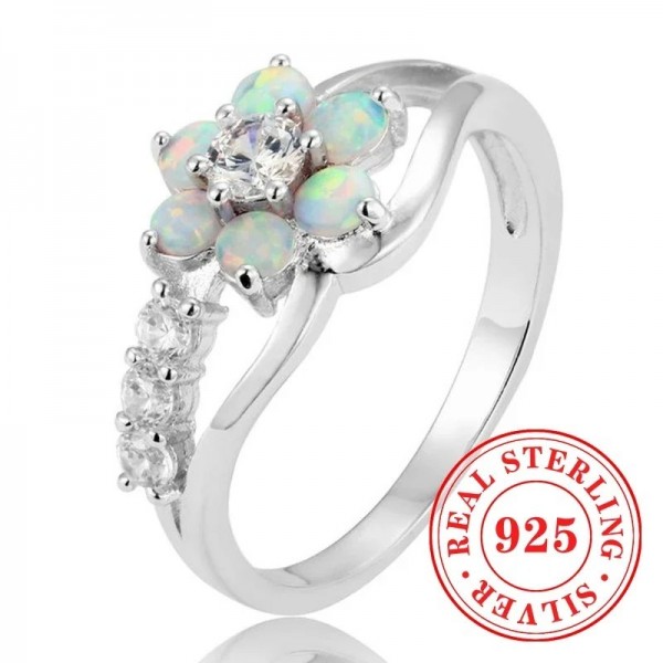 Huretailers-Bague en argent regardé 925 pour femme, fleur exquise, accessoires gracieux pour dame, brillant, contre-indiqué, opa|12,59 €|OKKO MODE