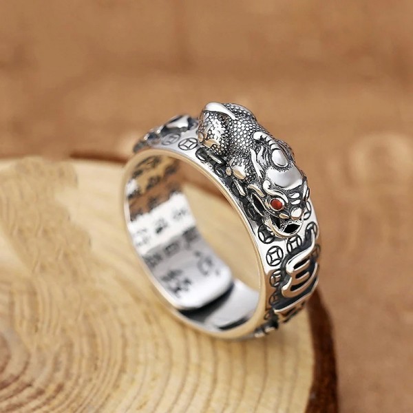 Bague chinoise Feng Shui Pixiu, pièces de cuivre plaquées argent, matiques réglables pour femmes et hommes, amulette de richesse|1,79 €|OKKO MODE