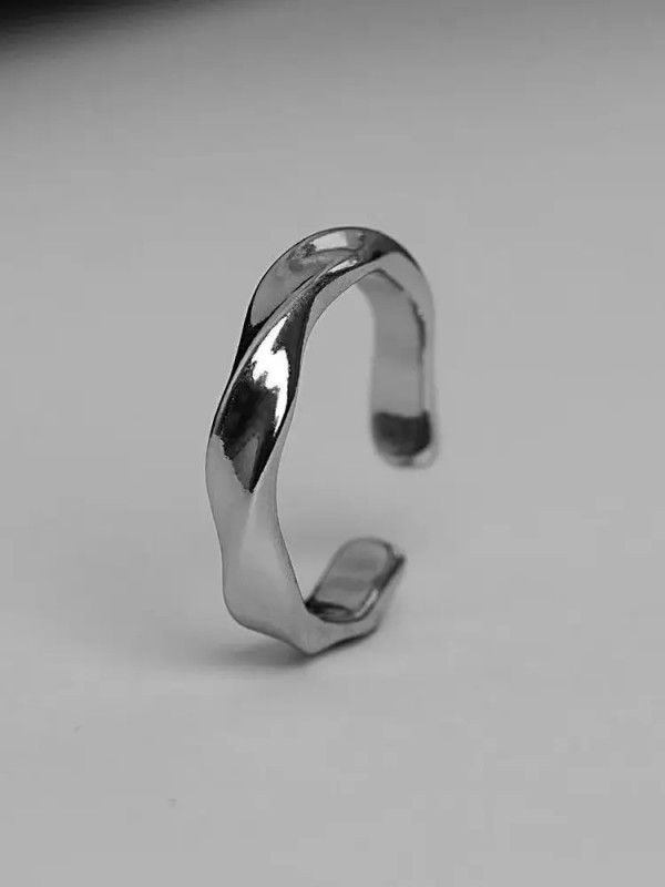 Ature-Bague ouverte en alliage d'argent pour hommes et femmes, bijoux rétro simples, accessoires tendance, document Wave|1,79 €|OKKO MODE