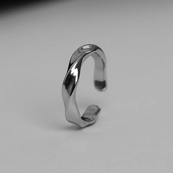 Ature-Bague ouverte en alliage d'argent pour hommes et femmes, bijoux rétro simples, accessoires tendance, document Wave|1,79 €|OKKO MODE