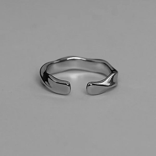 Ature-Bague ouverte en alliage d'argent pour hommes et femmes, bijoux rétro simples, accessoires tendance, document Wave|1,79 €|OKKO MODE