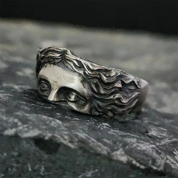 Bague de masque de Vénus pour hommes, matiques créatives, rétro thaïlandais, instituts d'argent avec ouverture réglable, cadeau |1,79 €|OKKO MODE