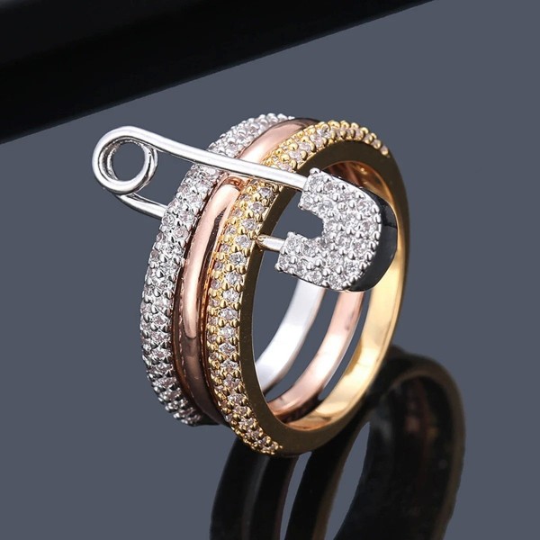 Bague à trois couches pour femme, connexion de broche, mode de créateur, cadeau de la fête du Léon, bijoux, R7393|2,00 €|OKKO MODE