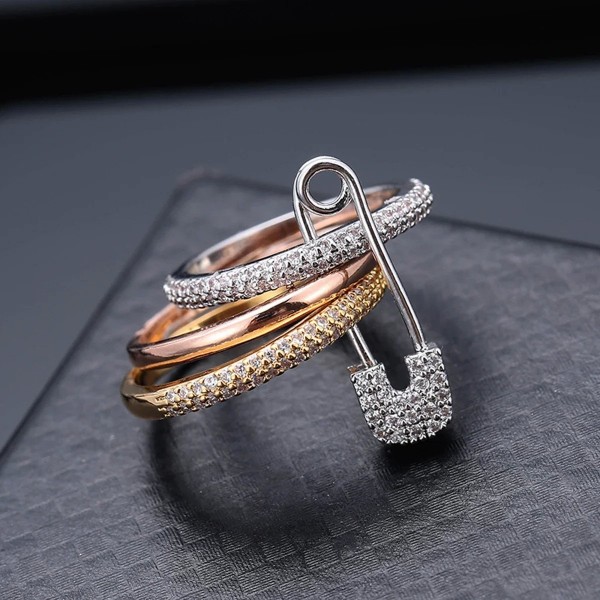 Bague à trois couches pour femme, connexion de broche, mode de créateur, cadeau de la fête du Léon, bijoux, R7393|2,00 €|OKKO MODE