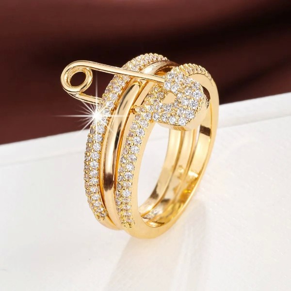 Bague à trois couches pour femme, connexion de broche, mode de créateur, cadeau de la fête du Léon, bijoux, R7393|2,00 €|OKKO MODE