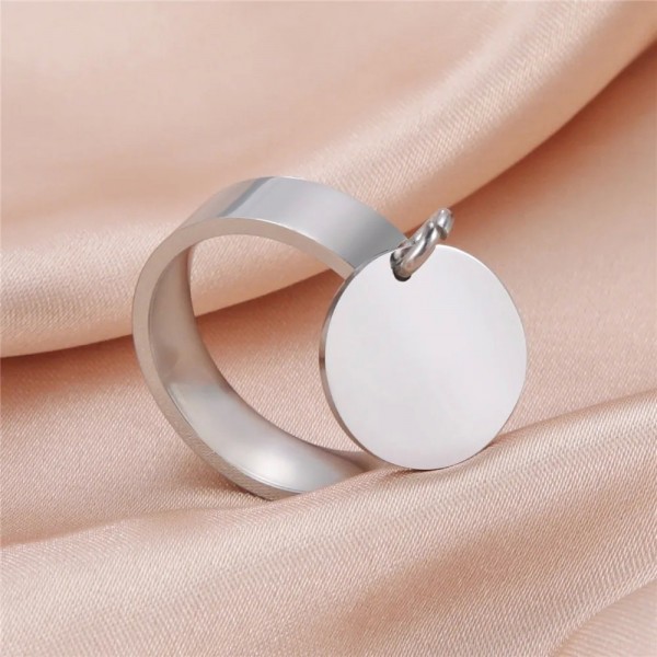 Skyrim-Bague Minimaliste en Acier Inoxydable pour Femme, avec Grand Pendentif Rond, Cadeaux pour Travailleurs de la Mode, 2022|2,00 €|OKKO MODE