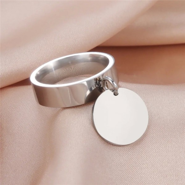 Skyrim-Bague Minimaliste en Acier Inoxydable pour Femme, avec Grand Pendentif Rond, Cadeaux pour Travailleurs de la Mode, 2022|2,00 €|OKKO MODE