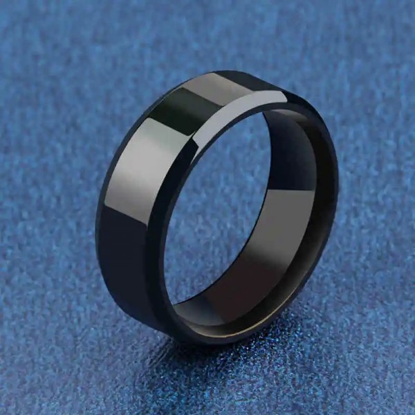 Bague de fiançailles en acier inoxydable pour hommes et femmes, bijoux de charme noirs, bande de mariage, mode masculine, qualit|1,79 €|OKKO MODE