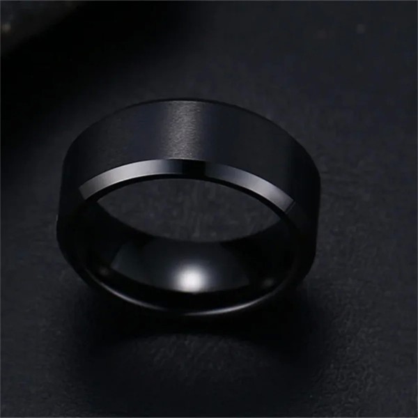 Bague de fiançailles en acier inoxydable pour hommes et femmes, bijoux de charme noirs, bande de mariage, mode masculine, qualit|1,79 €|OKKO MODE