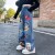 Jean denim azul adolescente pantalón pierna ancha estampado dibujo animado | 11,69 $ | OKKO MODE