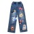 Jean denim azul adolescente pantalón pierna ancha estampado dibujo animado | 11,69 $ | OKKO MODE