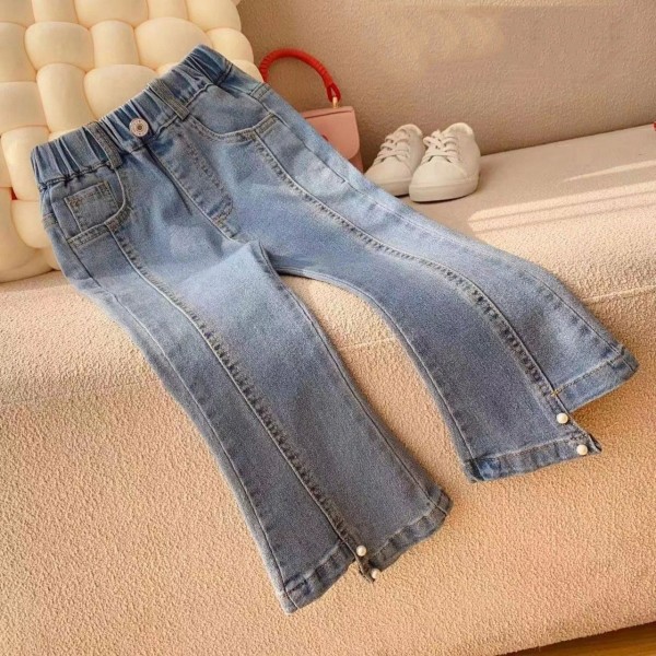 Jeans d'Automne pour Fille de 1 à 8 Ans, Pantalon en Denim Évasé et Polyvalent|20,69 €|OKKO MODE