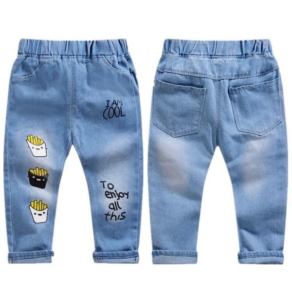 Jeans déchirés à imprimé dessin animé pour enfants, pantalons en denim pour bébés filles|13,49 €|OKKO MODE