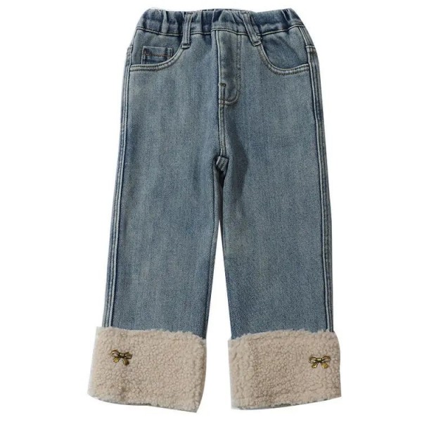 Jean Épais en Velours pour Fille, Pantalon Chaud Droit avec Nministériels d'Épissé - Enfant Bas Âge Hiver|36,89 €|OKKO MODE