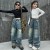 Jean cargo bleu avec poches pour adolescentes, pantalon droit décontracté automne 2024 | 16,19 € | OKKO MODE