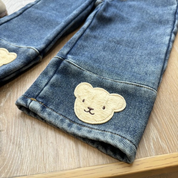 Jeans denim épais et chaud en velours pour bébé fille, pantalon droit hiver 2024|26,09 €|OKKO MODE