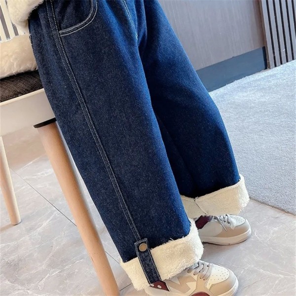 Jeans épais en velours et coton pour fille, pantalon moelleux à jambes larges enfant bas âge hiver 2024|28,79 €|OKKO MODE