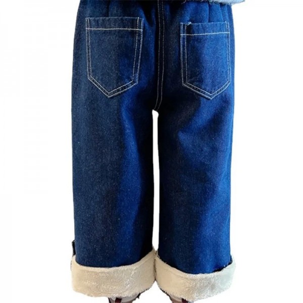 Jeans épais en velours et coton pour fille, pantalon moelleux à jambes larges enfant bas âge hiver 2024|28,79 €|OKKO MODE