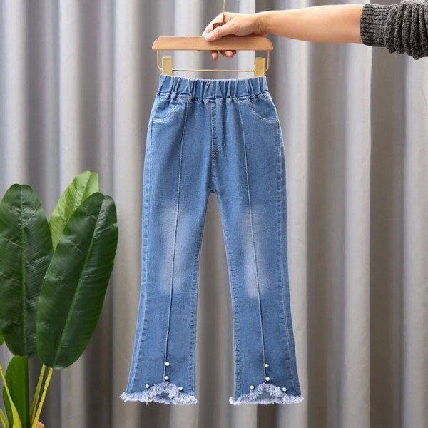 Jeans à Cloche en Denim pour Fille avec Dentelle, Taille Élastique|7,01 €|OKKO MODE