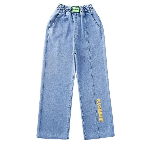 Jeans taille haute pour filles de 2 à 12 ans, pantalon droit élastique imprimé lettres|11,04 €|OKKO MODE