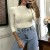 Haut manche 3/4 en maille côtelé beige très extensible | 3,41 $ | OKKO MODE