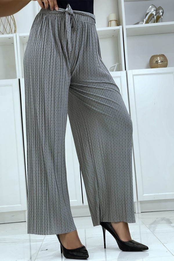 Pantalon imprimé fluide gris - 4