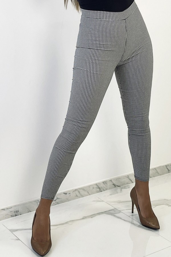 legging tendance noir et gris avec motif vichy et un effet taille de guêpe - 1