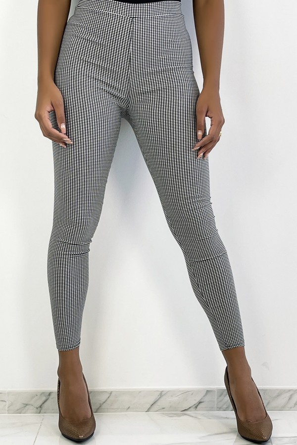 legging tendance noir et gris avec motif vichy et un effet taille de guêpe - 3