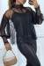 Blouse noire en tulle transparent perlé à col haut | 5,69 $ | OKKO MODE