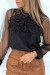 Black Two-Tone Ruffled Overlay Top with Ruffle Collar | $3.41 | OKKO MODE