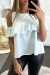 Blouse bleue claire à volant et épaules dénudées effet bouffant. | $3.41 | OKKO MODE