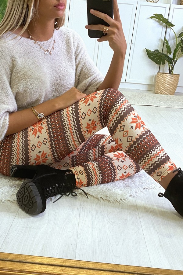 Legging à motif beige et cognac - 2