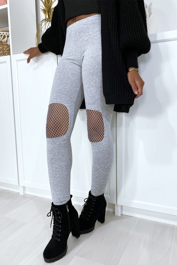 Legging gris avec résille aux genoux - 5