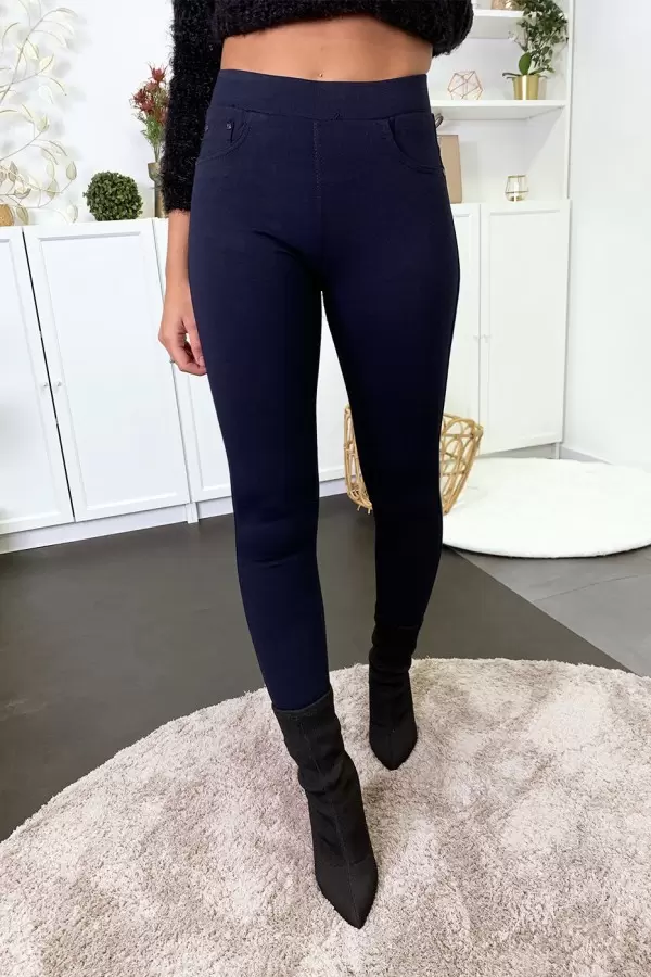 Pantalon slim marine avec 5 poches - 4