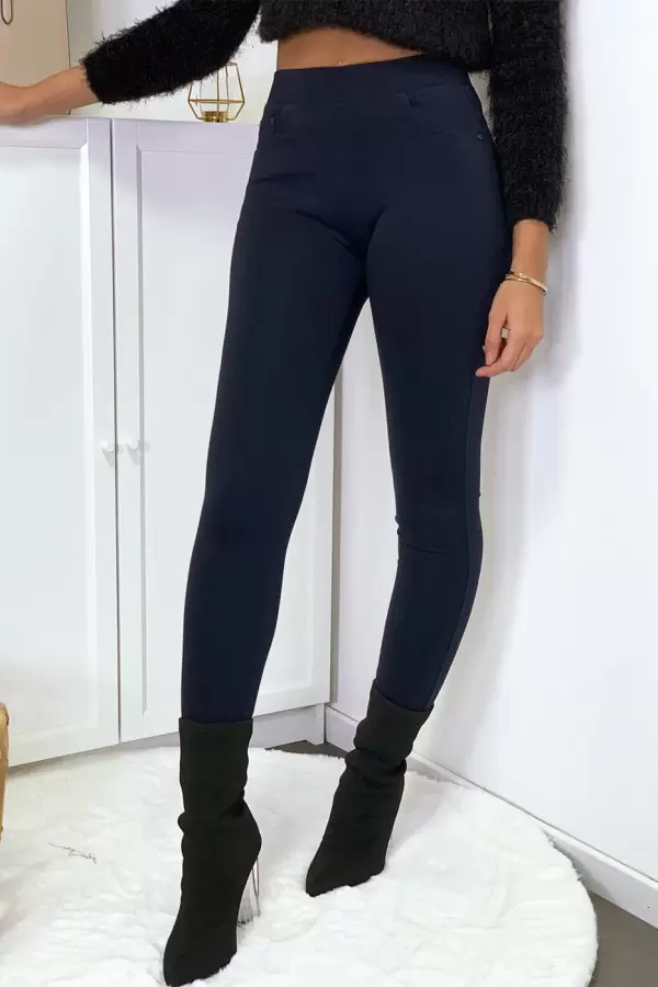 Pantalon slim marine avec 5 poches - 7