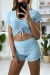 Blue Push-Up Yoga Shorts and Crop Top Set | $5.69 | OKKO MODE