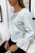 Blouse bleu plissé au buste avec volant en dentelle aux manches | $3.41 | OKKO MODE