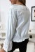 Blouse bleu plissé au buste avec volant en dentelle aux manches | $3.41 | OKKO MODE