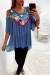 Jolie blouse bleu avec magnifique broderie coloré à lavant, épaules dénudé | $21.85 | OKKO MODE
