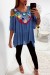 Jolie blouse bleu avec magnifique broderie coloré à lavant, épaules dénudé | $21.85 | OKKO MODE