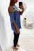 Jolie blouse bleu avec magnifique broderie coloré à lavant, épaules dénudé | $21.85 | OKKO MODE