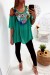 Jolie blouse vert avec magnifique broderie coloré à lavant, épaules dénudé | $21.85 | OKKO MODE