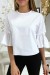 Weiße Bluse mit Volantärmeln und hübscher kleiner Schleife | 4,55 $ | OKKO MODE