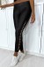 Shiny Black Stretchy Leggings with Side Accessories | $3.41 | OKKO MODE