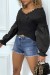 Blouse plissée noire, à manches longues bouffantes | €4.20 | OKKO MODE