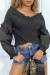 Blouse plissée noire, à manches longues bouffantes | €4.20 | OKKO MODE
