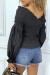 Blouse plissée noire, à manches longues bouffantes | €4.20 | OKKO MODE