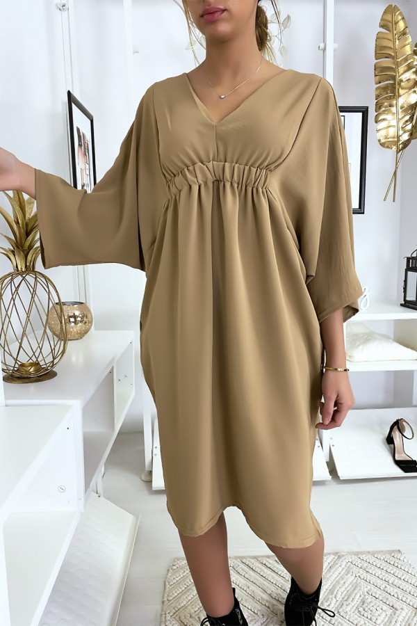 Robe classe camel à manches courtes - 4