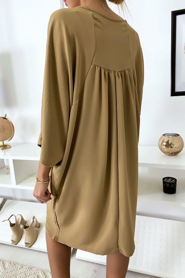 Robe classe camel à manches courtes - 6